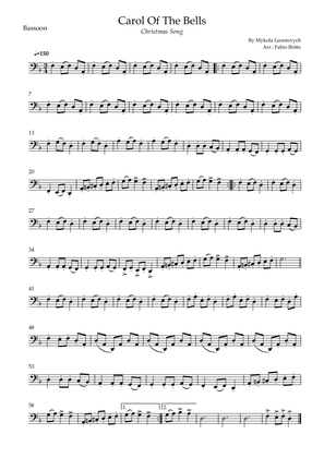 Carol Of The Bells (Christmas Song) for Bassoon Solo (D Minor)