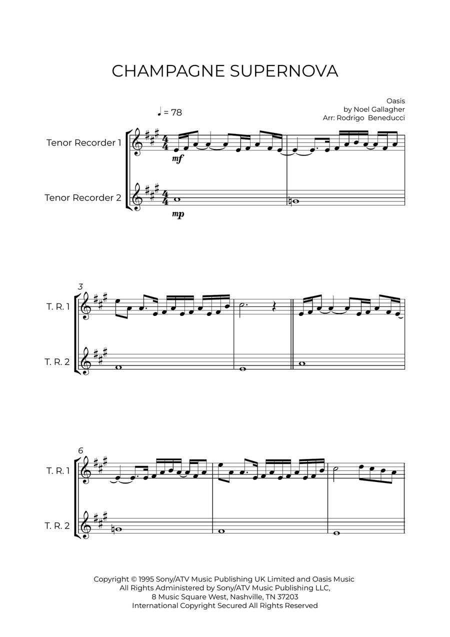 Champagne Supernova Woodwind Duet scores gallery preview page 2