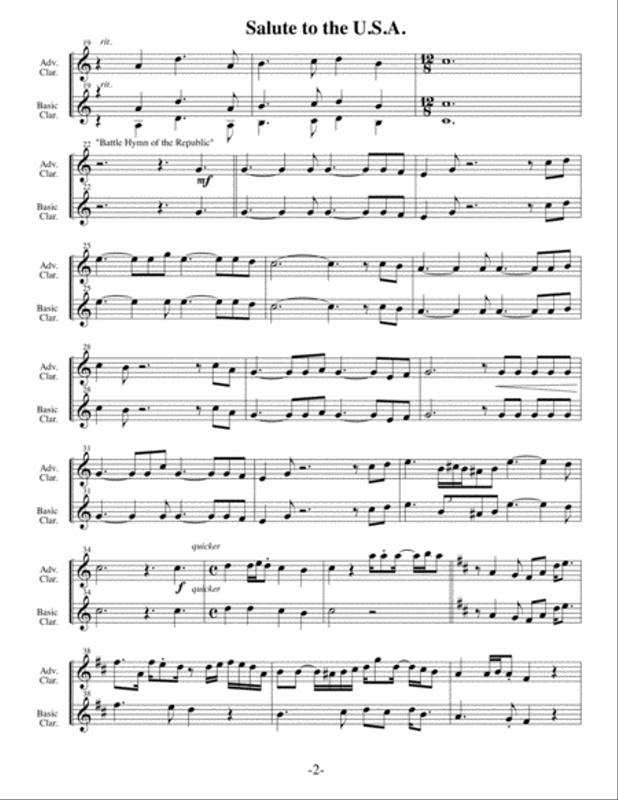 Salute to the USA (Arrangements Level 3-5 for CLARINET + Written Acc) Clarinet Solo scores gallery preview page 3