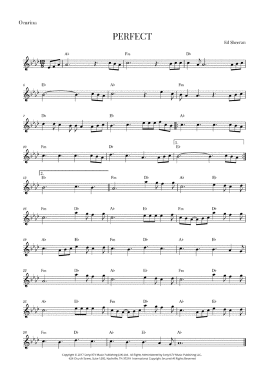 Perfect Perfect ocarina scores gallery preview page 1