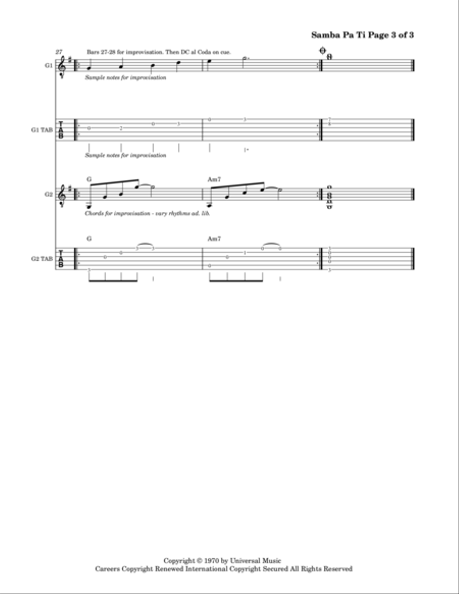 Samba Pa Ti Guitar scores gallery preview page 4