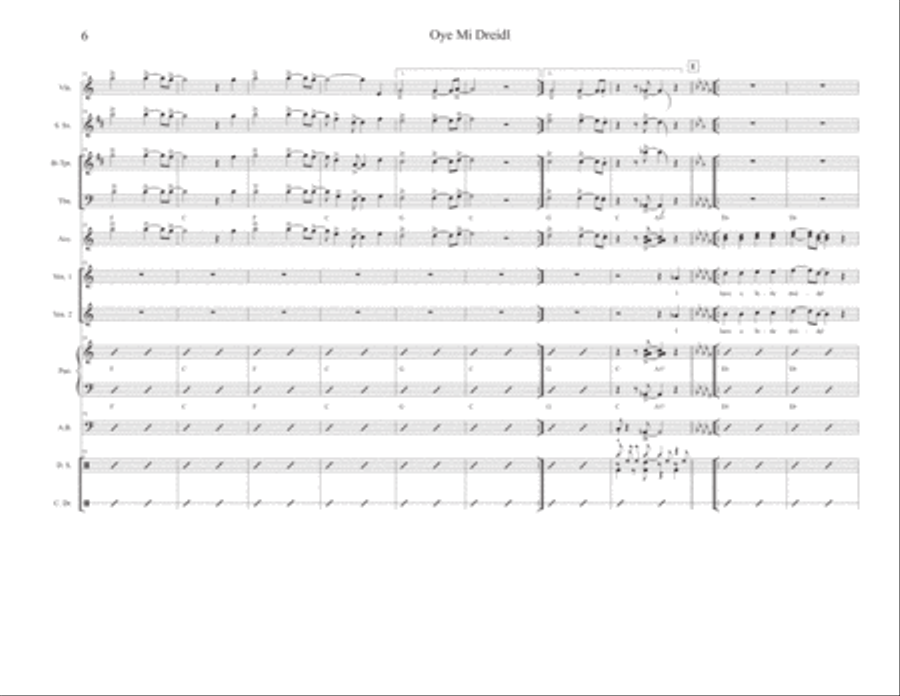 Oye Mi Dreidl Large Ensemble scores gallery preview page 6