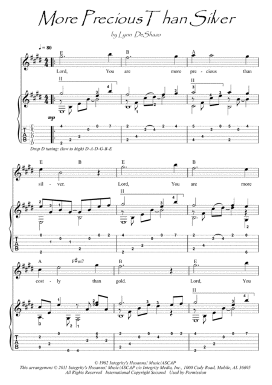 More Precious Than Silver Guitar Tablature scores gallery preview page 1