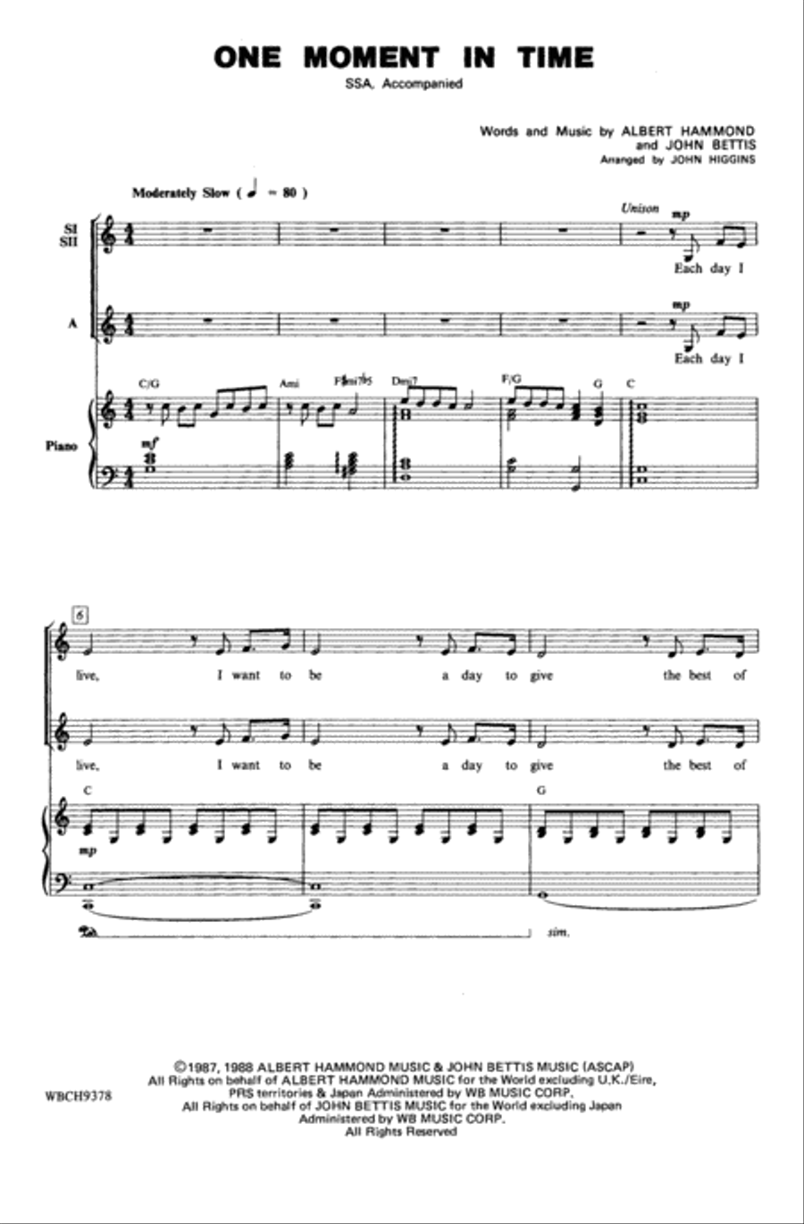 One Moment in Time Choir scores gallery preview page 1