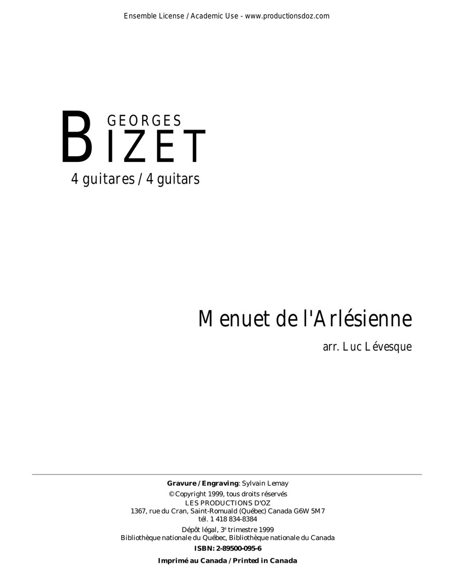 Menuet de l'Arlésienne Menuet de l'Arlésienne Guitar Ensemble scores gallery preview page 1