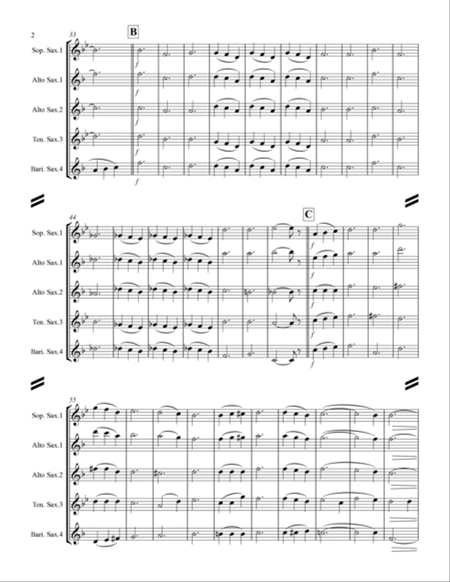 Lift Every Voice and Sing (for Saxophone Quartet SATB or AATB) Saxophone Quartet scores gallery preview page 3