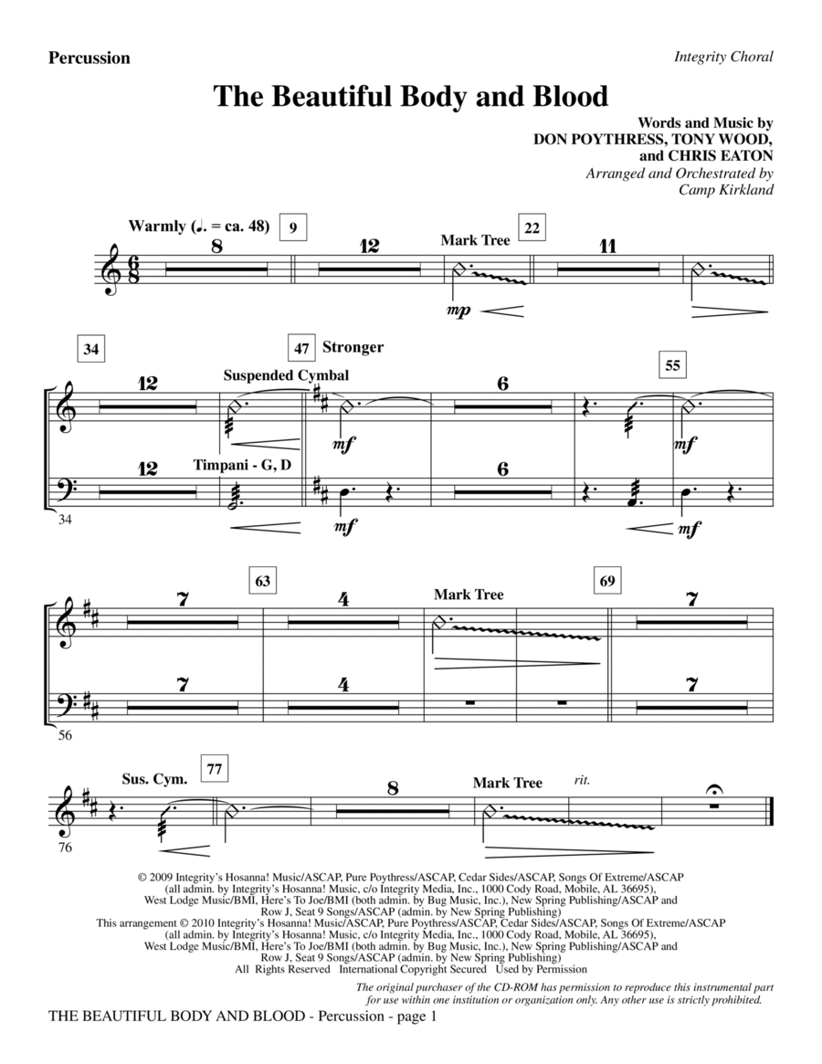 The Beautiful Body And Blood - Percussion Choir scores gallery preview page 1