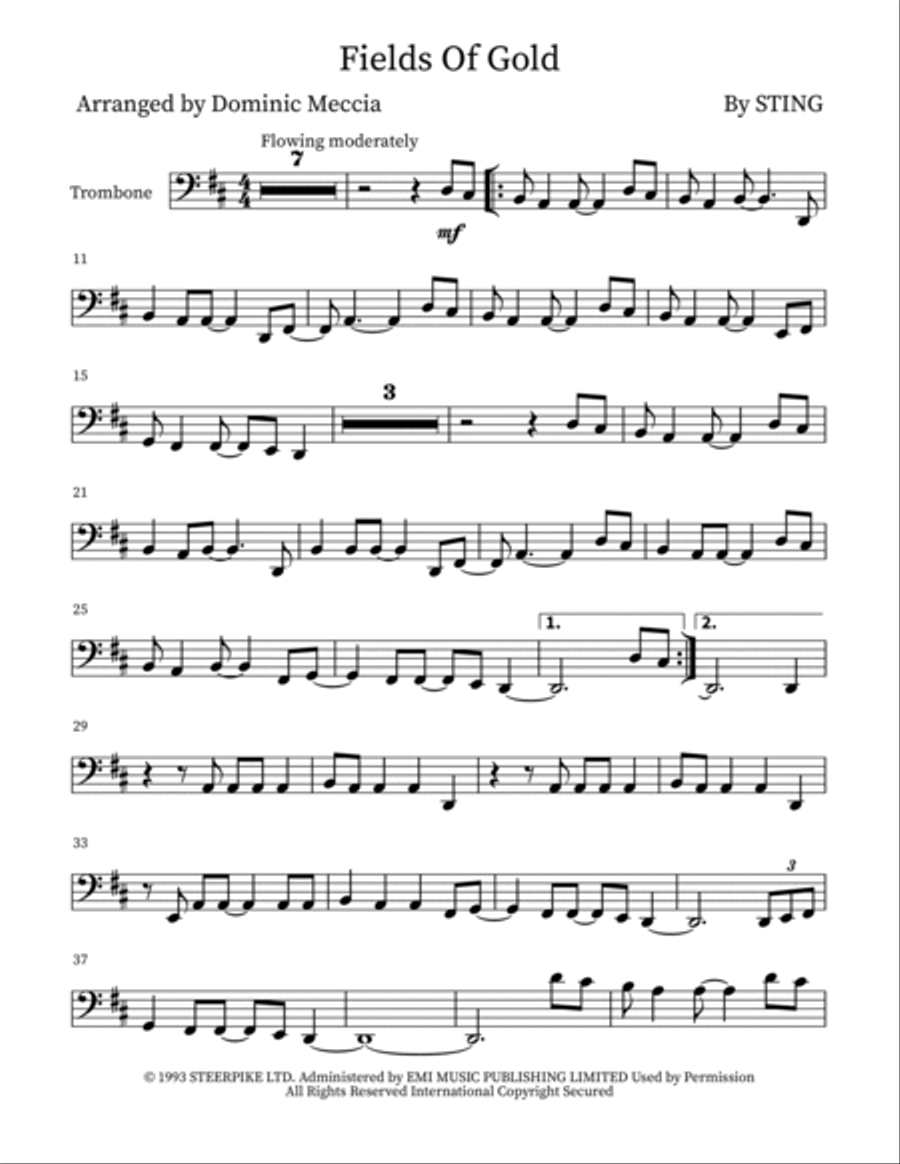 Fields Of Gold Trombone Duet scores gallery preview page 5