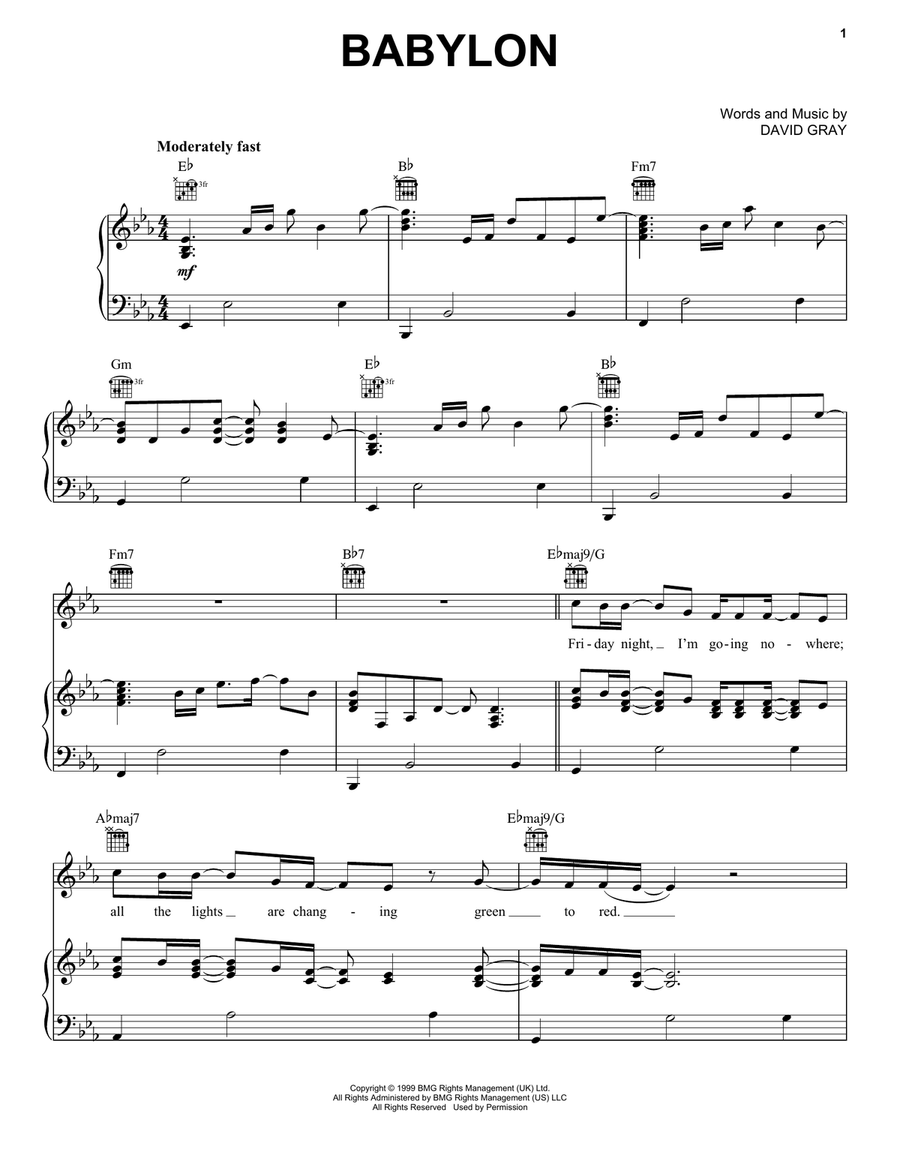 Babylon Piano, Vocal, Guitar scores gallery preview page 1