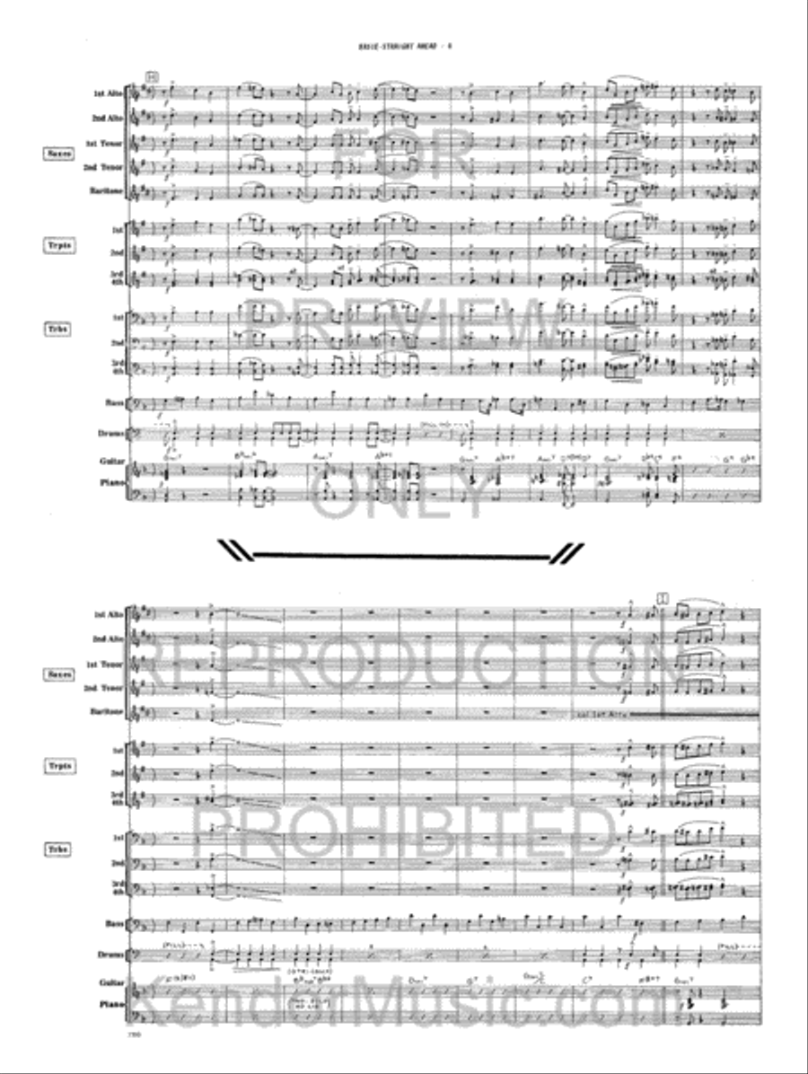 Basie-Straight Ahead (Educational Version - Simplified) Jazz Ensemble scores gallery preview page 7