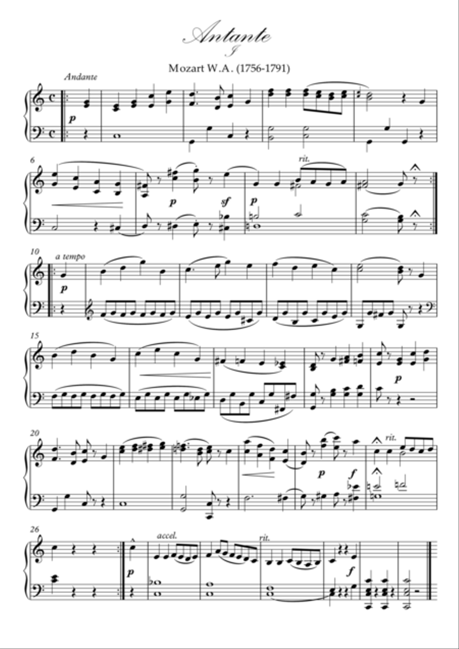 Mozart 12 short melodies Piano Solo scores gallery preview page 2