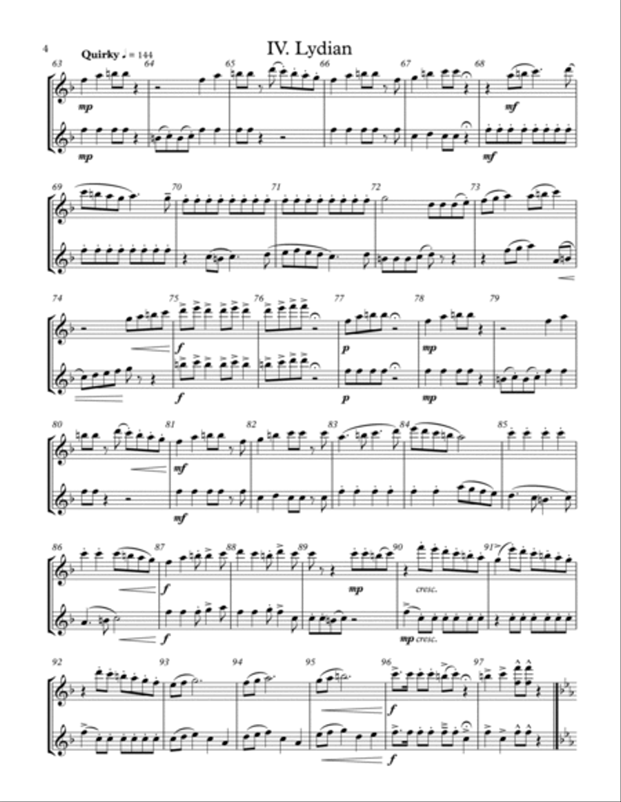 Seven Modes, Seven Duets - C Treble Transposition Small Ensemble scores gallery preview page 4