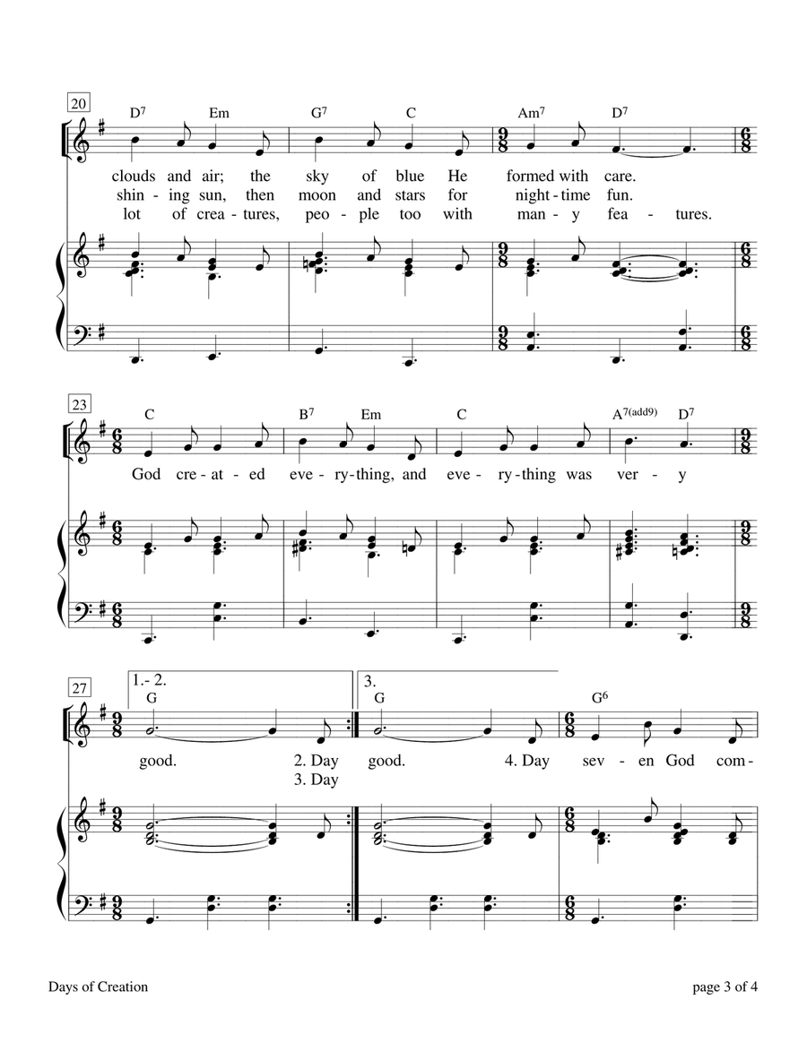 Days of Creation Piano, Vocal scores gallery preview page 3