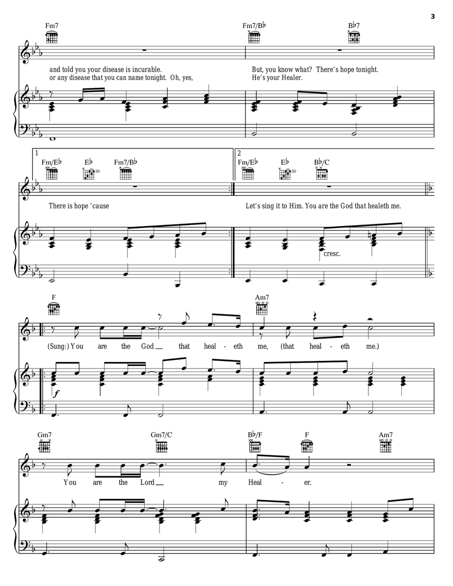 I Am The God That Healeth Thee Piano, Vocal, Guitar scores gallery preview page 3