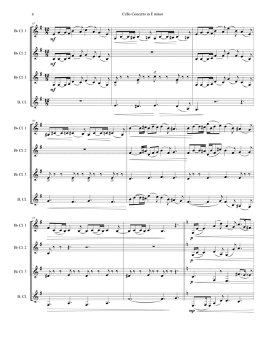 Elgar - Cello Concerto - Clarinet Quartet Elgar - Cello Concerto - Clarinet Quartet Clarinet Solo scores gallery preview page 4
