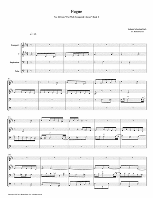 Fugue 24 from Well-Tempered Clavier, Book 2 (Brass Quartet)