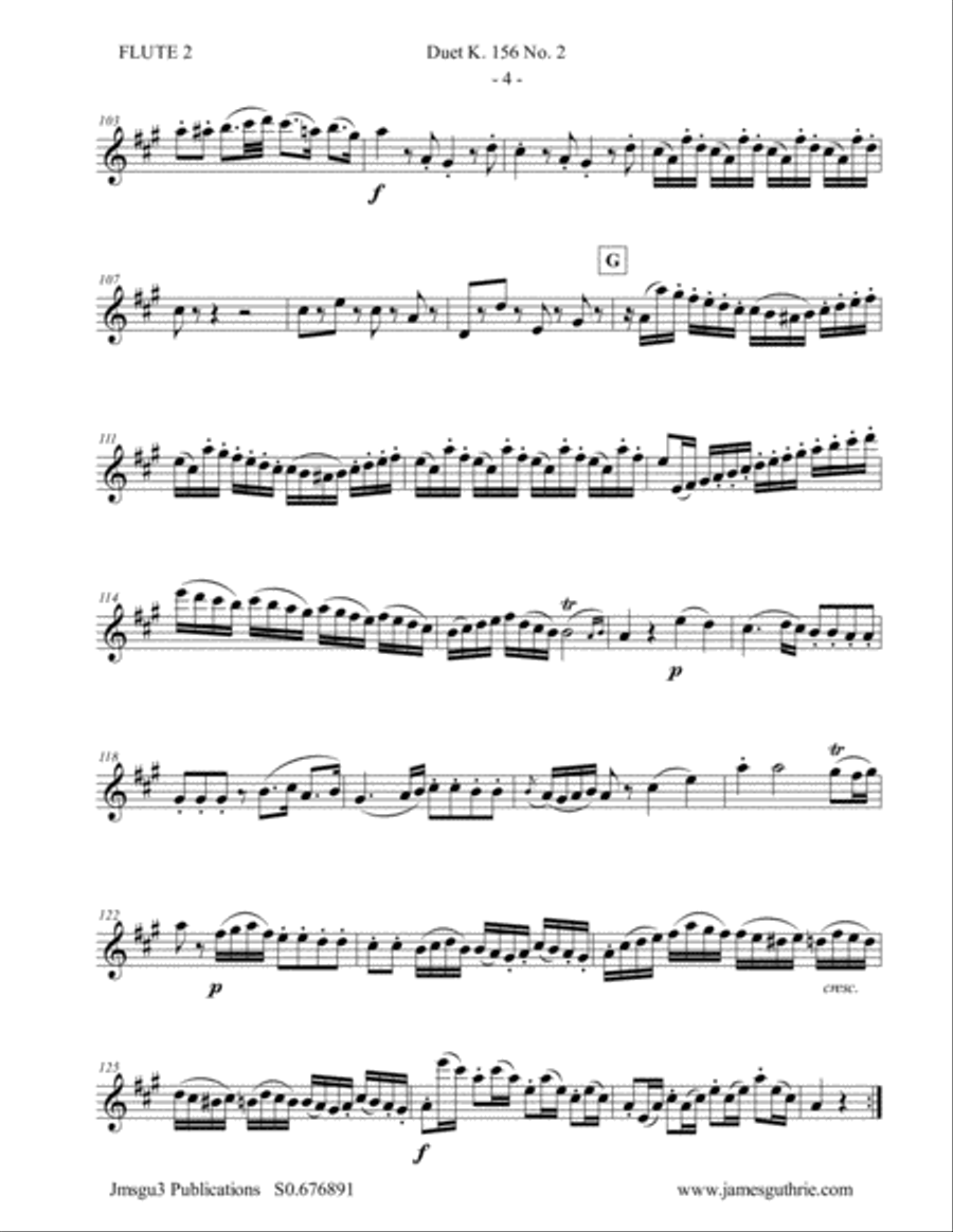 Mozart: Duet K. 156 No. 2 for Flute Duo Flute Duet scores gallery preview page 4