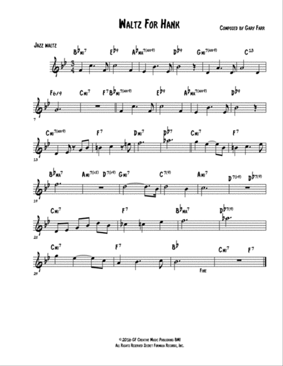 Waltz For Hank Piano Solo scores gallery preview page 1