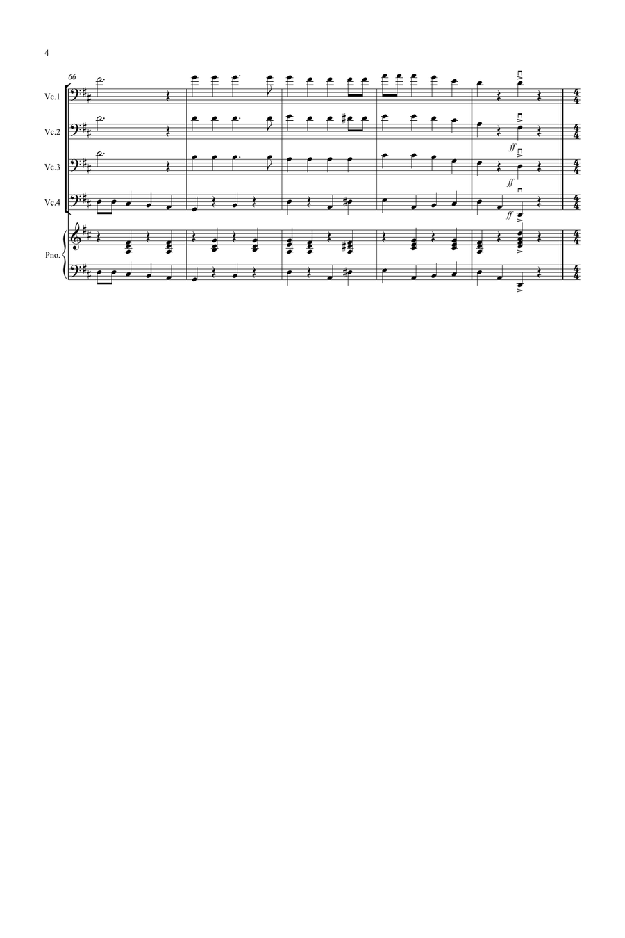 3 Jazzy Christmas Pieces for Cello Quartet Cello Solo scores gallery preview page 4