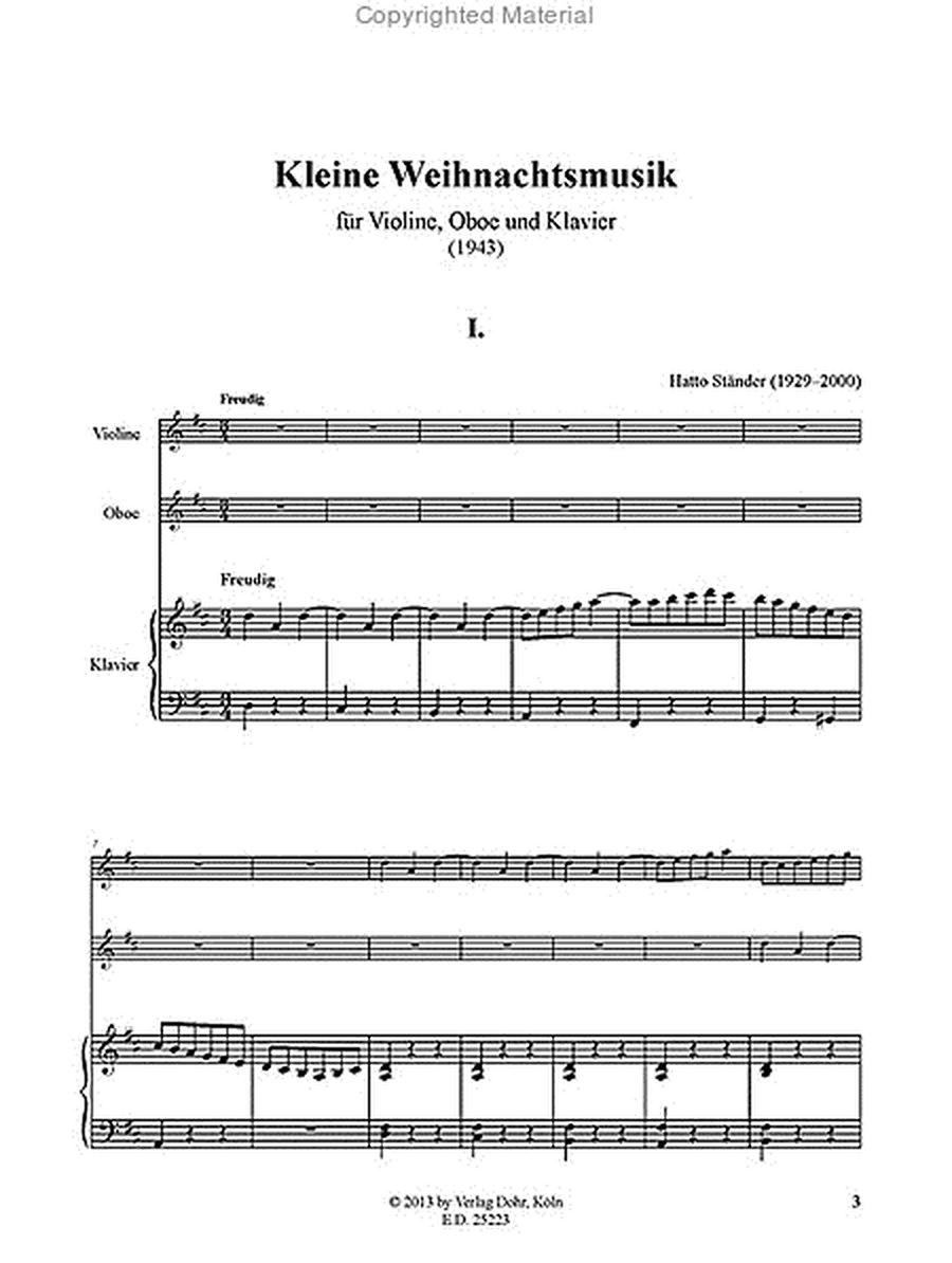 Kleine Weihnachtsmusik für Violine, Oboe und Klavier (1943)