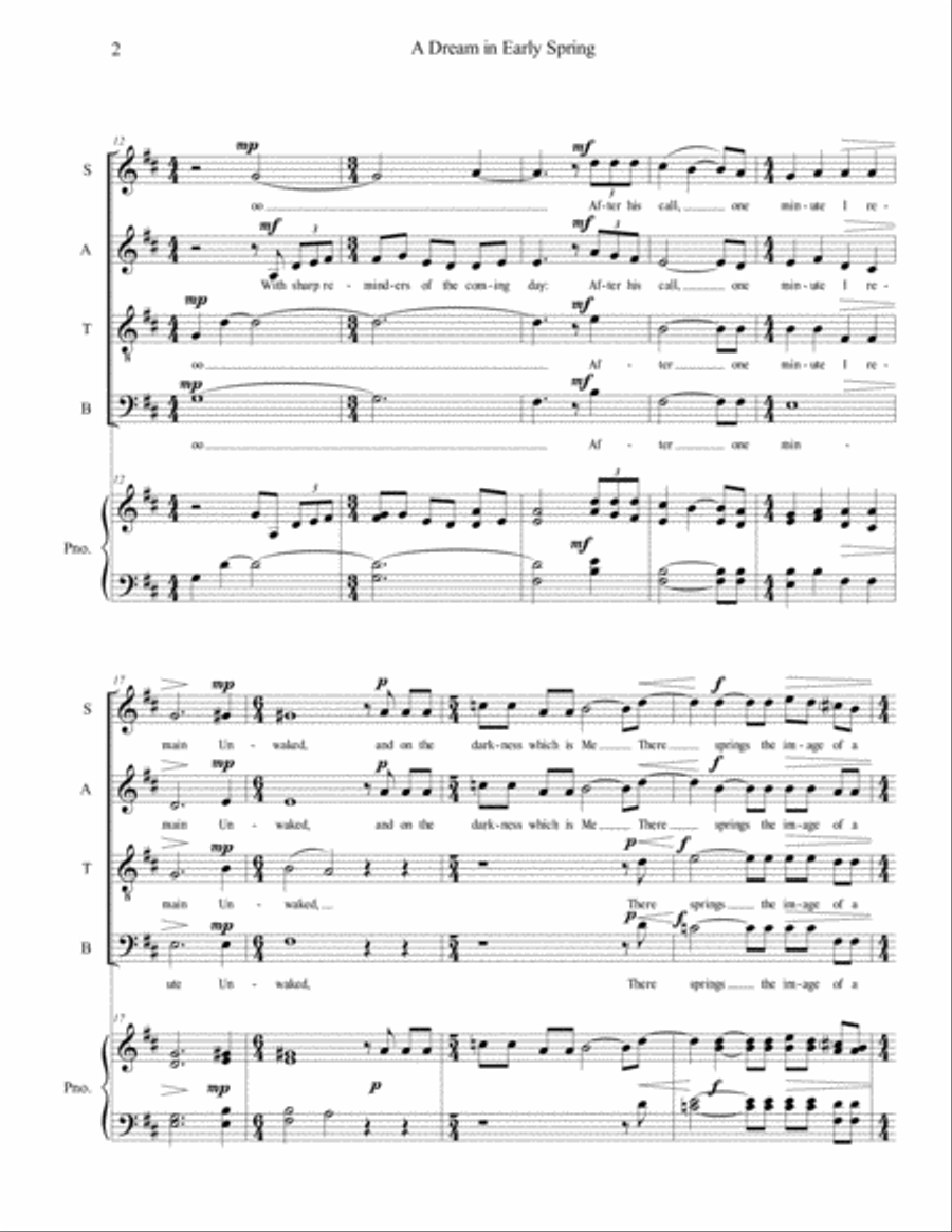A Dream in Early Spring 4-Part scores gallery preview page 2