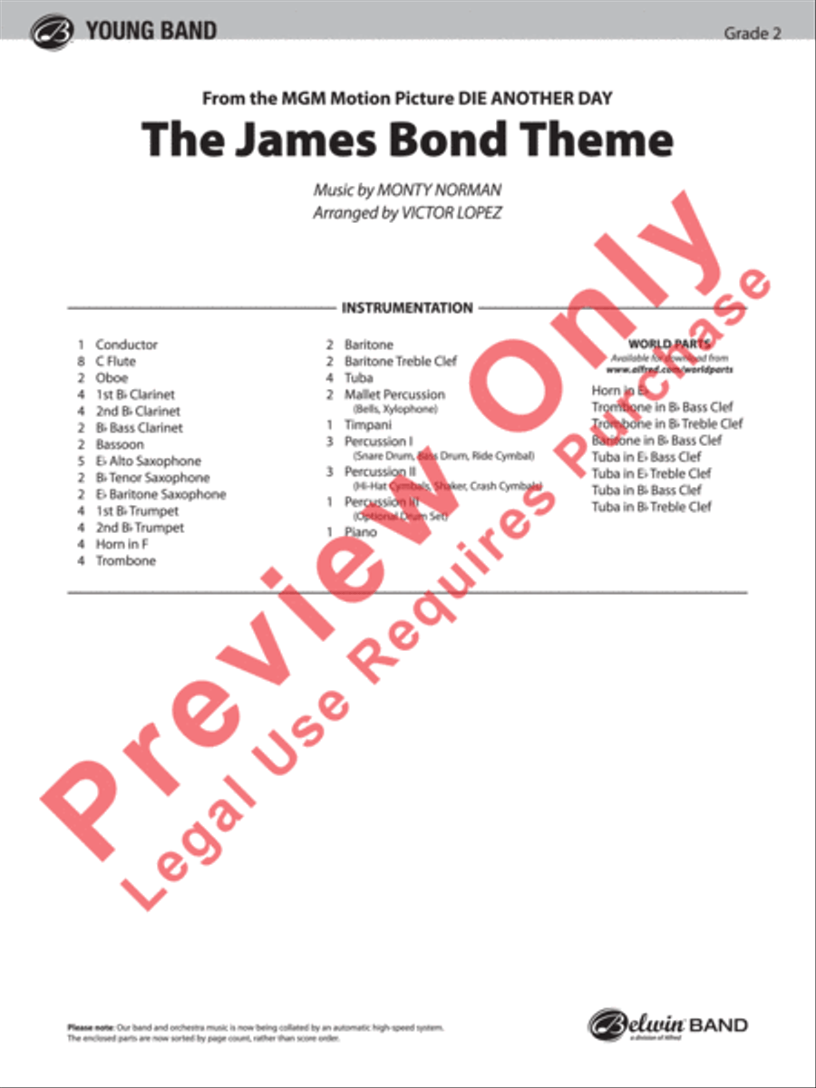 The James Bond Theme (from Die Another Day) Concert Band scores gallery preview page 2