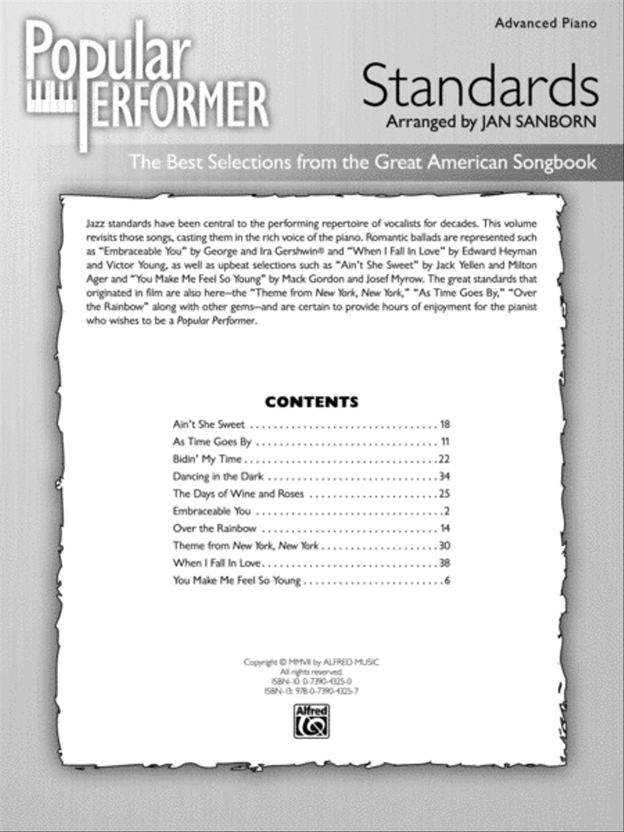 Popular Performer Standards Piano Solo scores gallery preview page 2