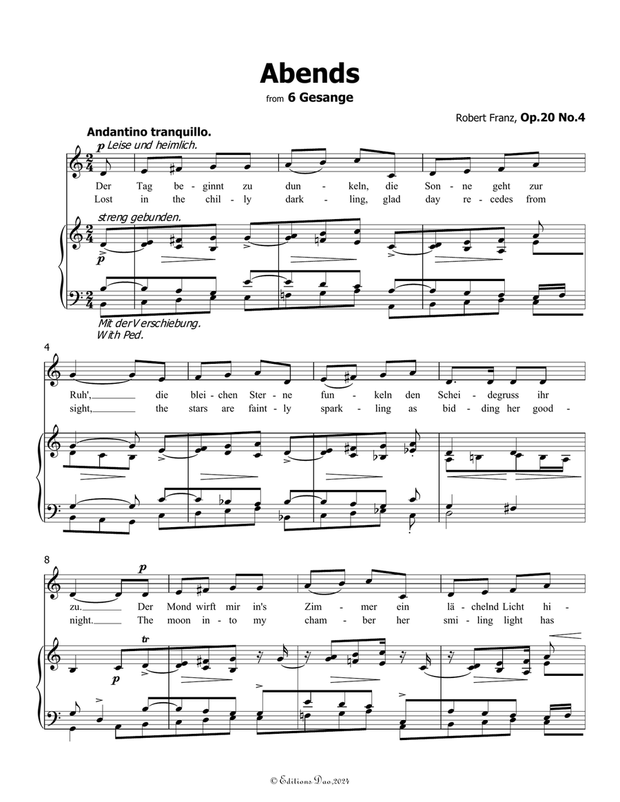 Abends, by Robert Franz, in C Major Voice scores gallery preview page 3