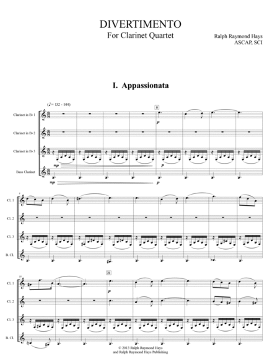 Divertimento for Clarinet Quartet Clarinet Quartet scores gallery preview page 2