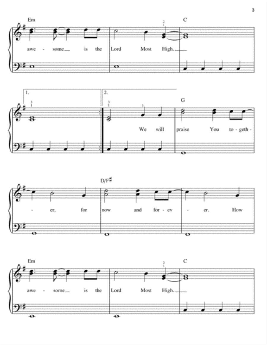 Awesome Is The Lord Most High Easy Piano scores gallery preview page 3