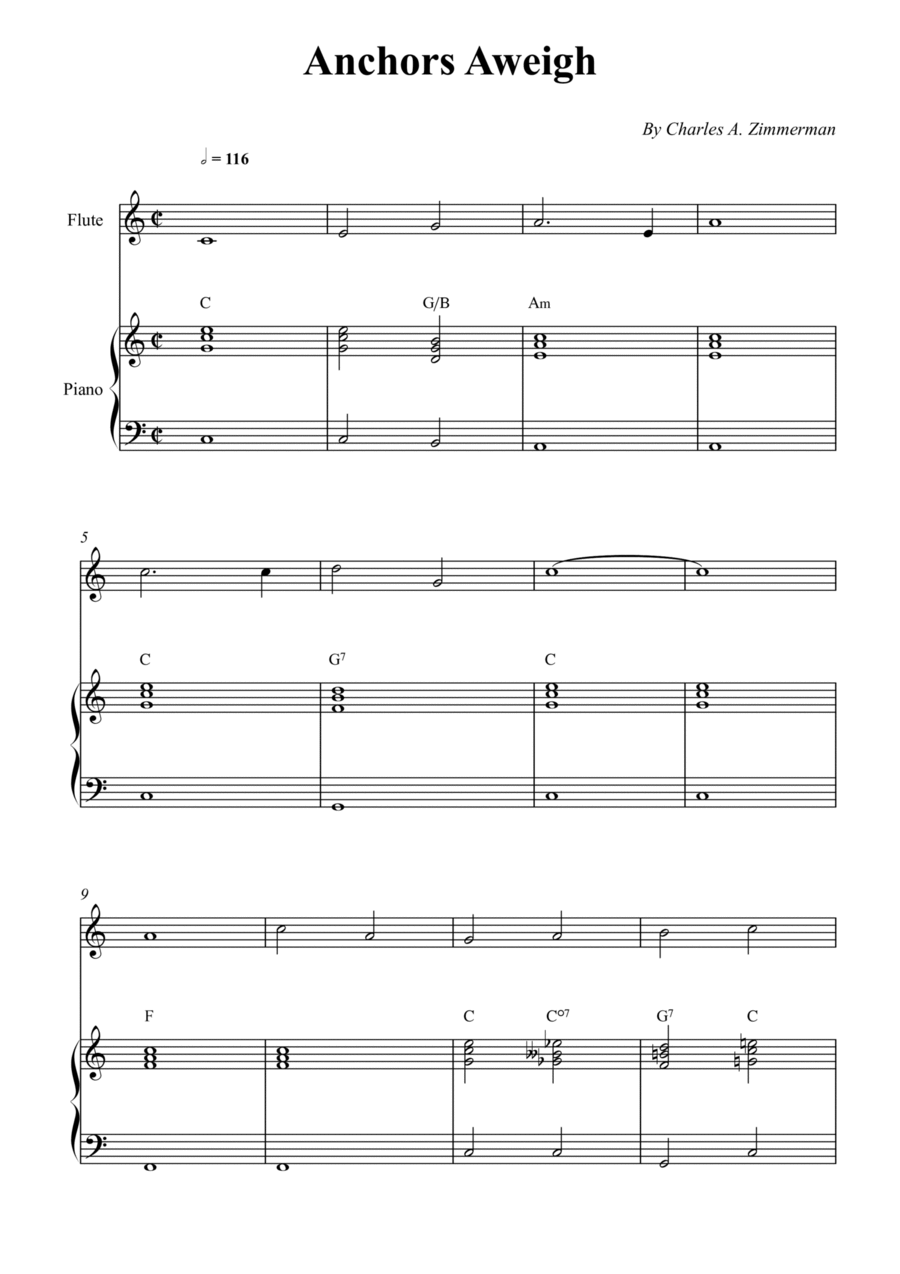 Anchors Aweigh Flute scores gallery preview page 1