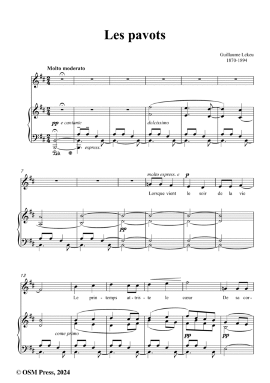 Lekeu-Les pavots,in b minor Voice scores gallery preview page 2