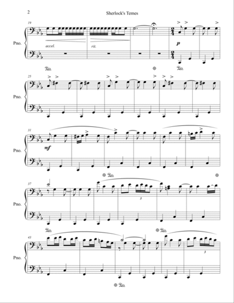 Sherlock's Temes - Opening Titles/Crates Of Books Piano Solo scores gallery preview page 2