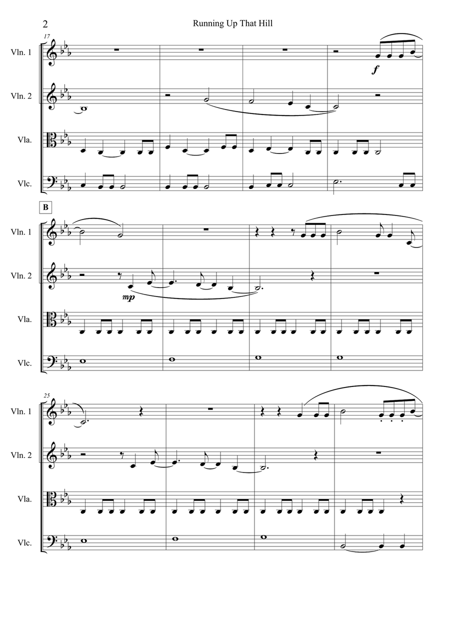 Running Up That Hill String Quartet scores gallery preview page 3