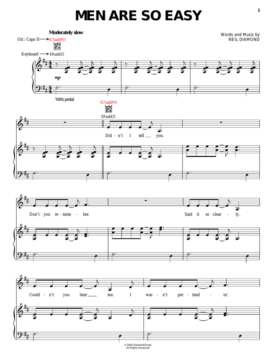 Men Are So Easy Men Are So Easy Piano, Vocal, Guitar scores gallery preview page 1