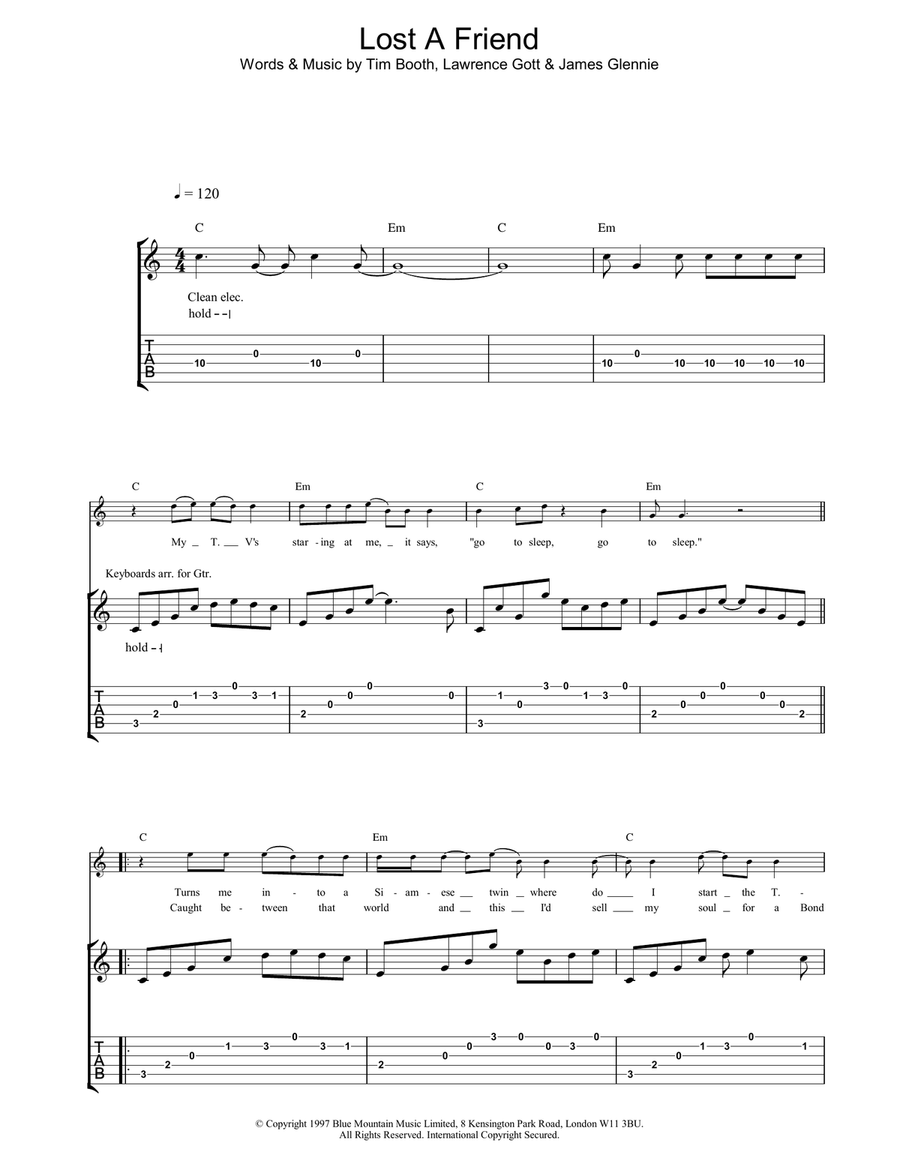 Lost A Friend Acoustic Guitar scores gallery preview page 1