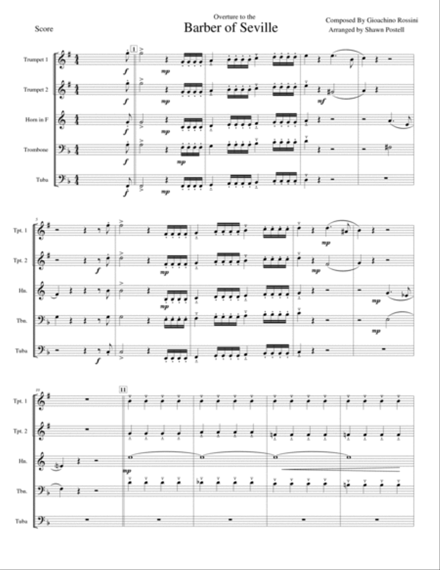 Overture to the Barber of Seville Brass Ensemble scores gallery preview page 1