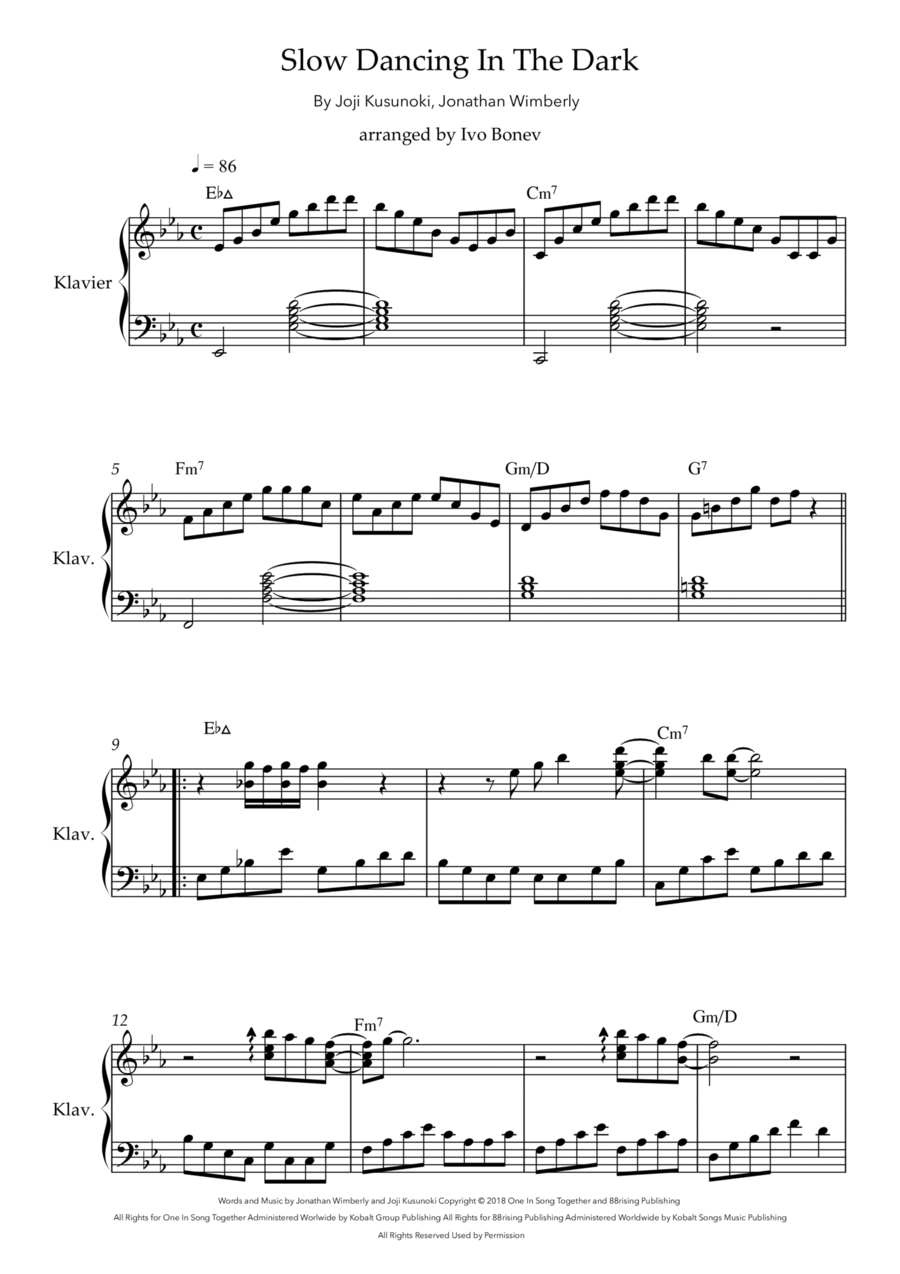 Slow Dancing In The Dark Slow Dancing In The Dark Piano Solo scores gallery preview page 1