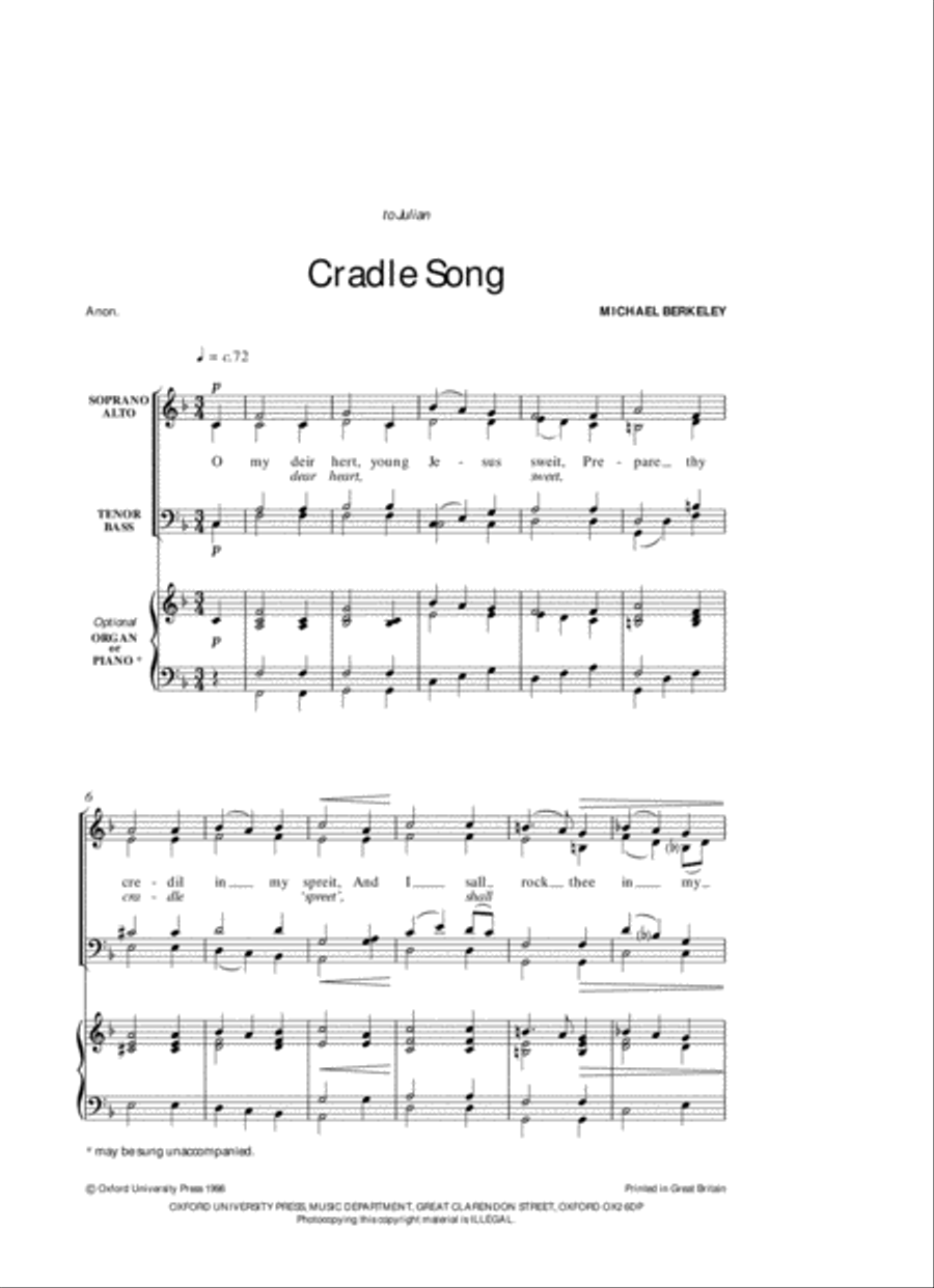 Cradle Song 4-Part scores gallery preview page 3