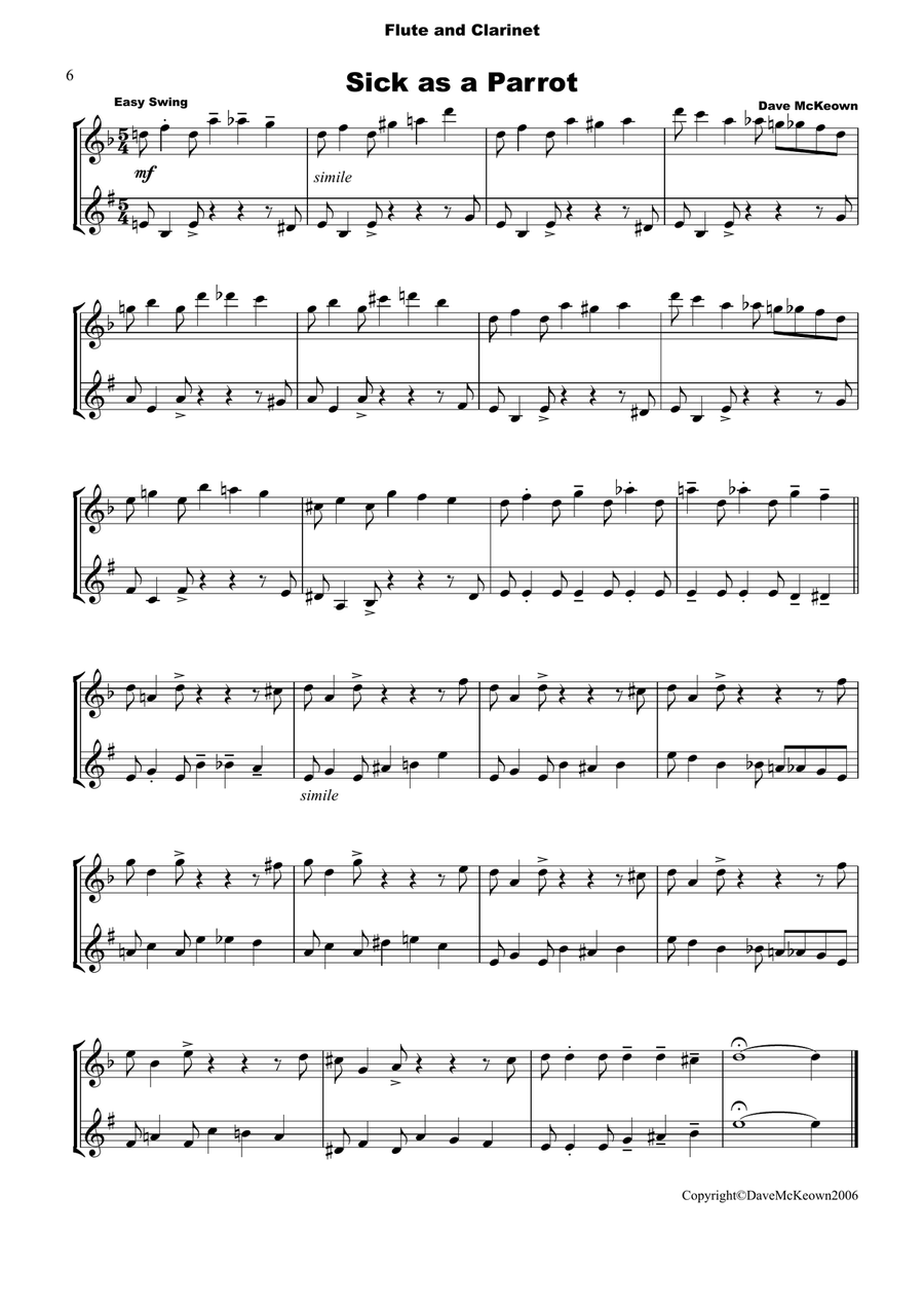 10 Blues Duets for Flute and Clarinet
