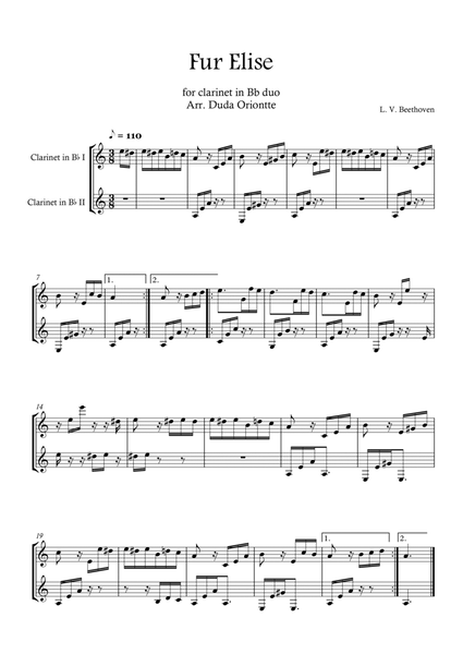 Fur Elise (for clarinet duo) image number null