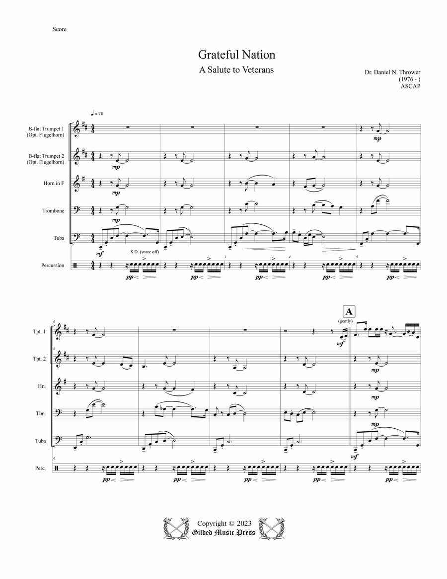 Grateful Nation, Op. 140 (Brass Quintet & Percussion) Brass Quintet scores gallery preview page 5