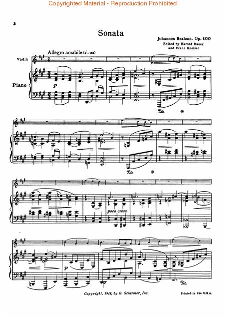Sonata in A Major, Op. 100 Violin Solo scores gallery preview page 2