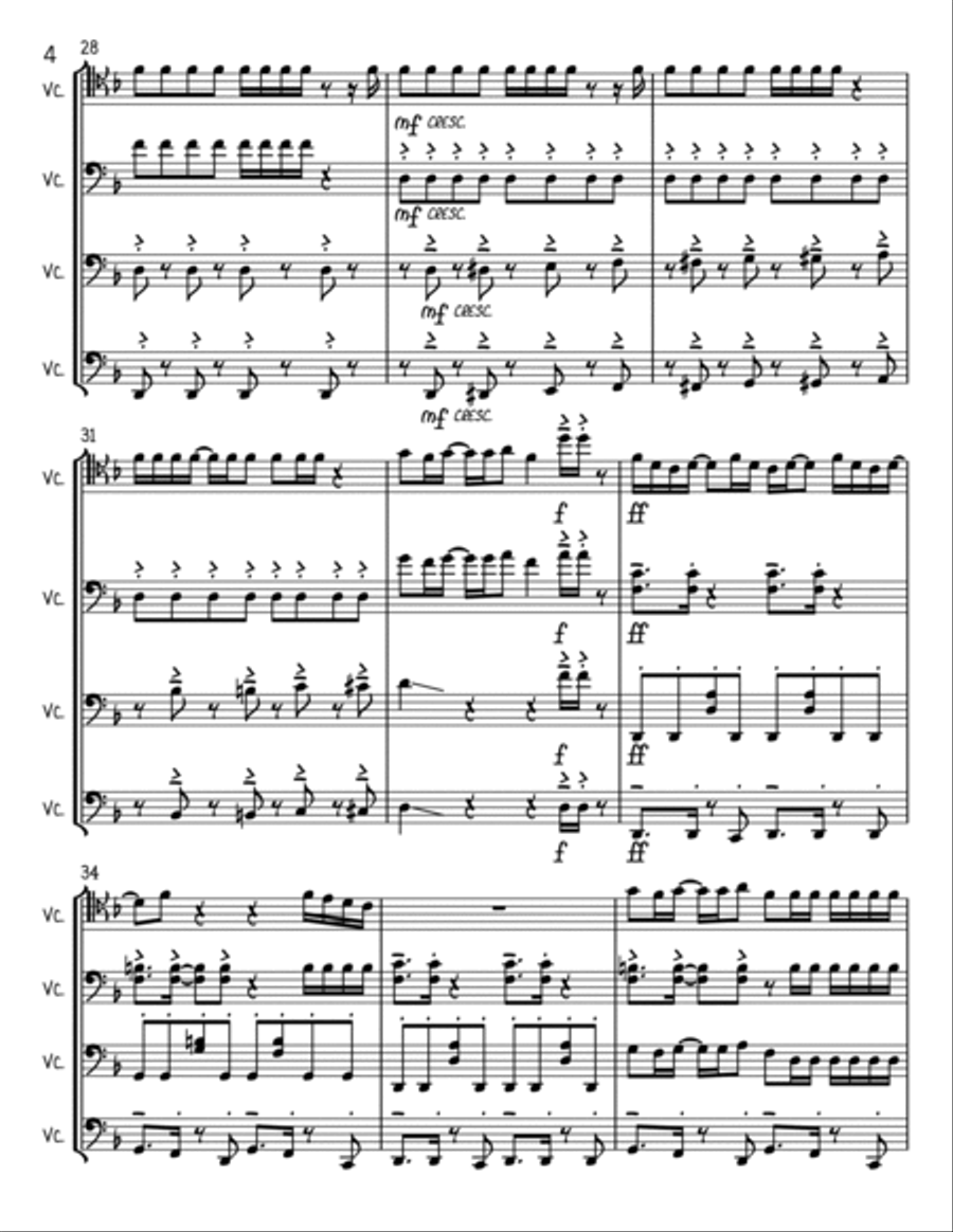 Uptown Funk String Quartet scores gallery preview page 4