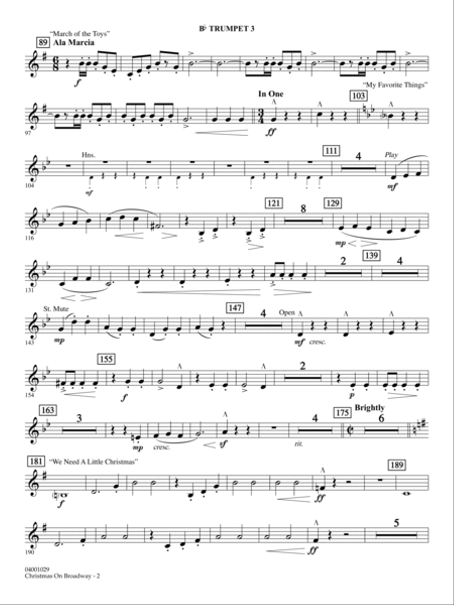 Christmas on Broadway - Bb Trumpet 3 Concert Band scores gallery preview page 2