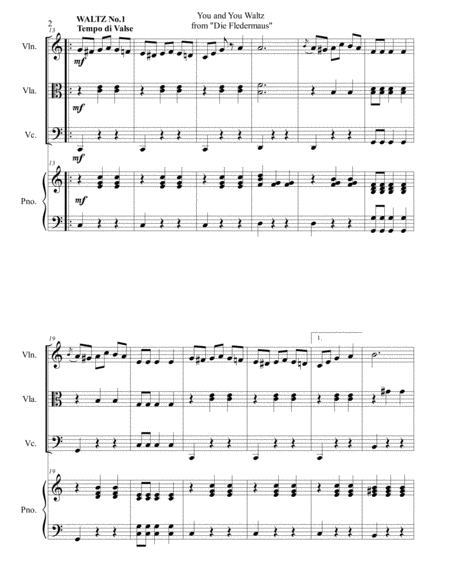 Johann Strauss II - Die Fledermaus Waltz arr. for piano quartet (score and parts)