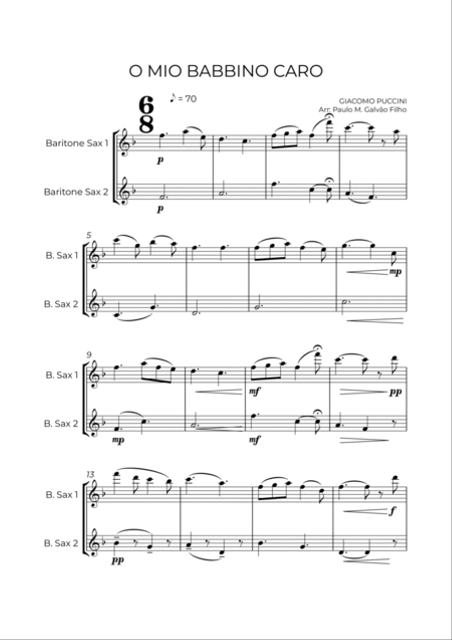 O MIO BABBINO CARO - SAX BARITONE DUET Woodwind Duet scores gallery preview page 2