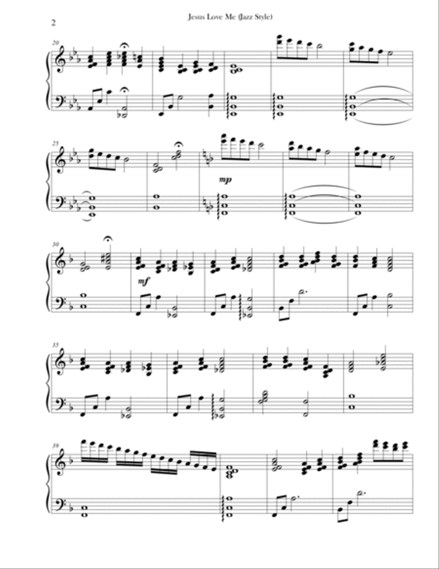 Jesus Loves Me (Jazz Style) Piano Solo scores gallery preview page 2