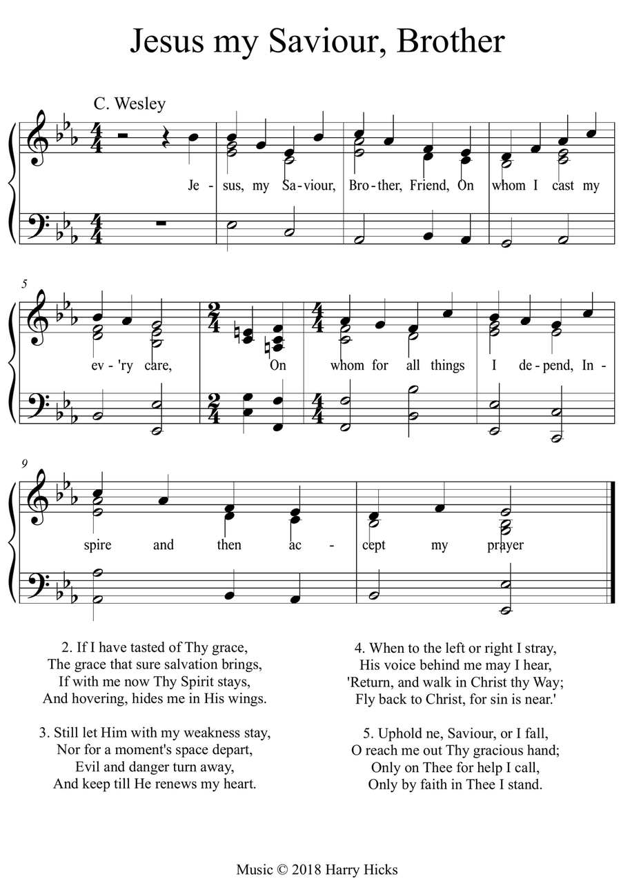 Jesus, my Saviour, Brother, Friend. A new tune to this wonderful Charles Wesley hymn. Unison Choir scores gallery preview page 1