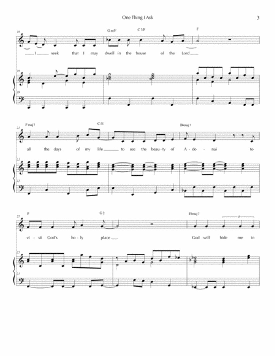 One Thing I Ask - Psalm 27 Piano, Vocal, Guitar scores gallery preview page 3